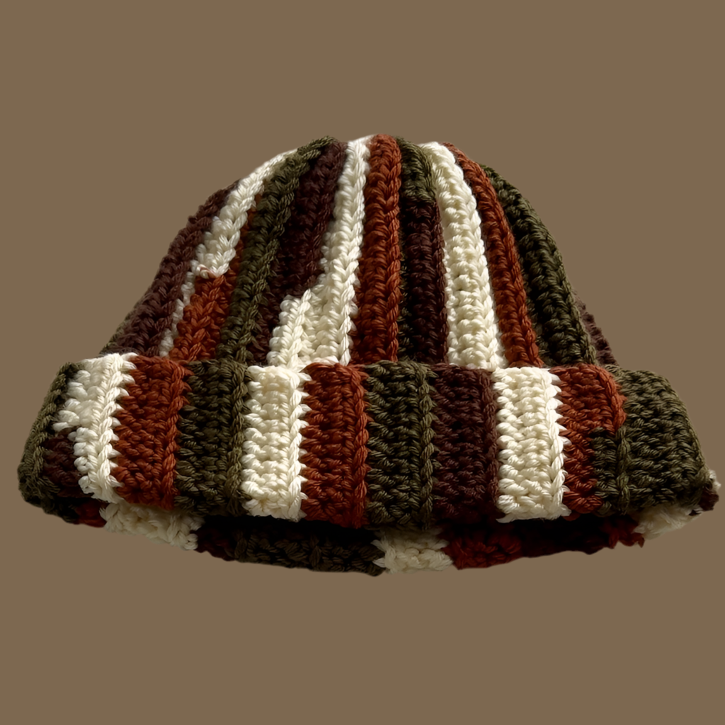 Crochet Ribbed Chunky Beanie - Rustic