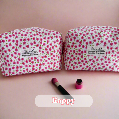 Pink Floral Makeup Bag