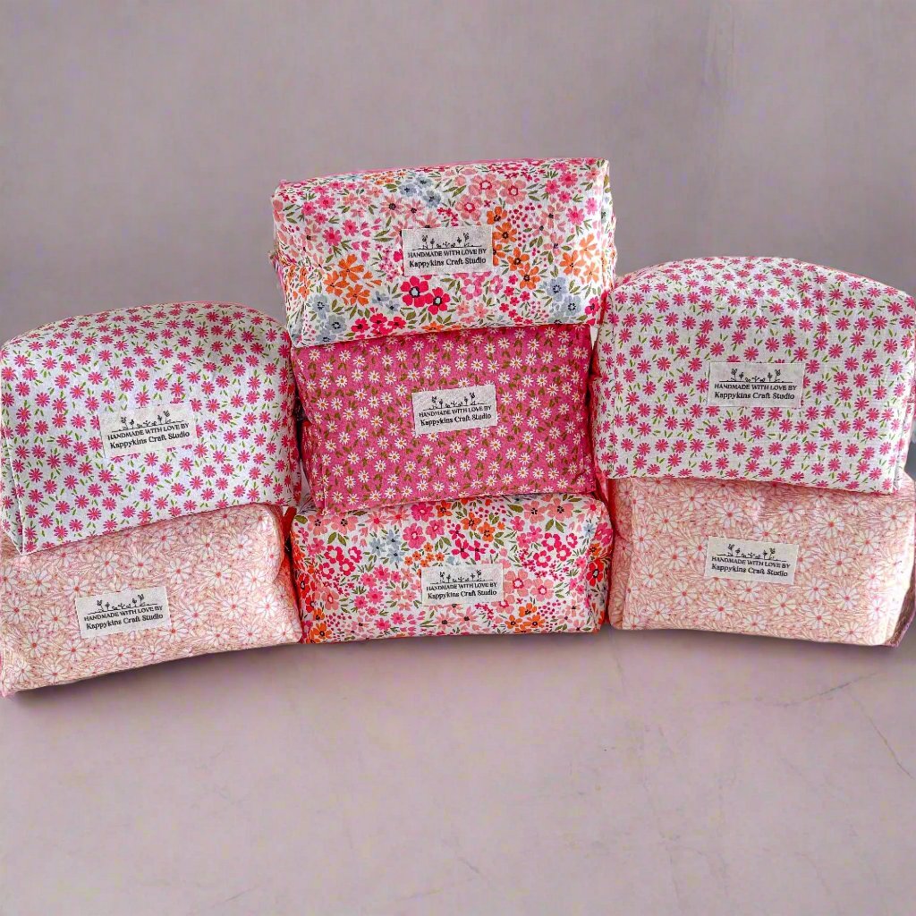 Pink Floral Makeup Bag