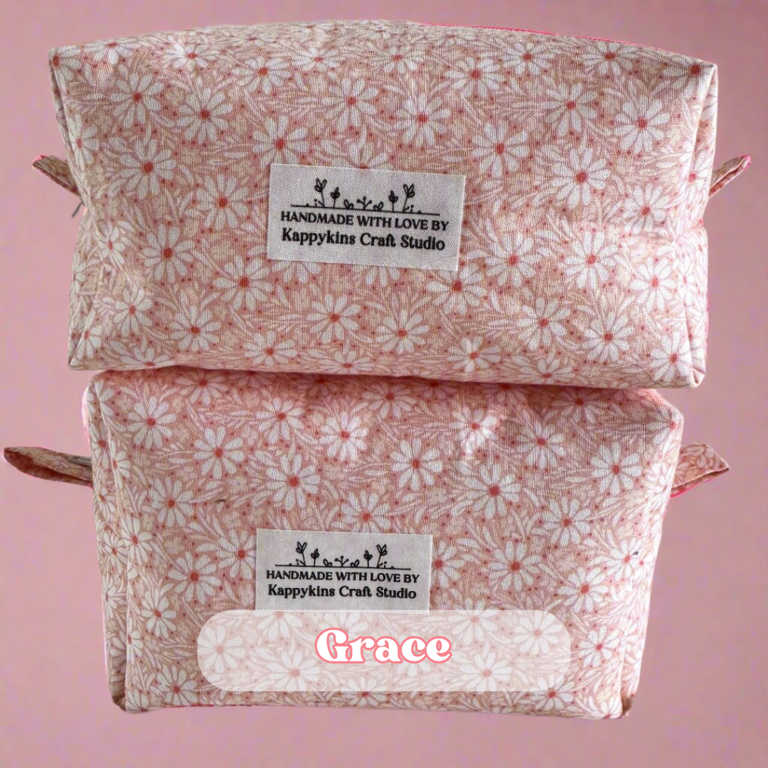 Pink Floral Makeup Bag