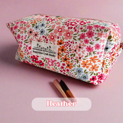 Pink Floral Makeup Bag