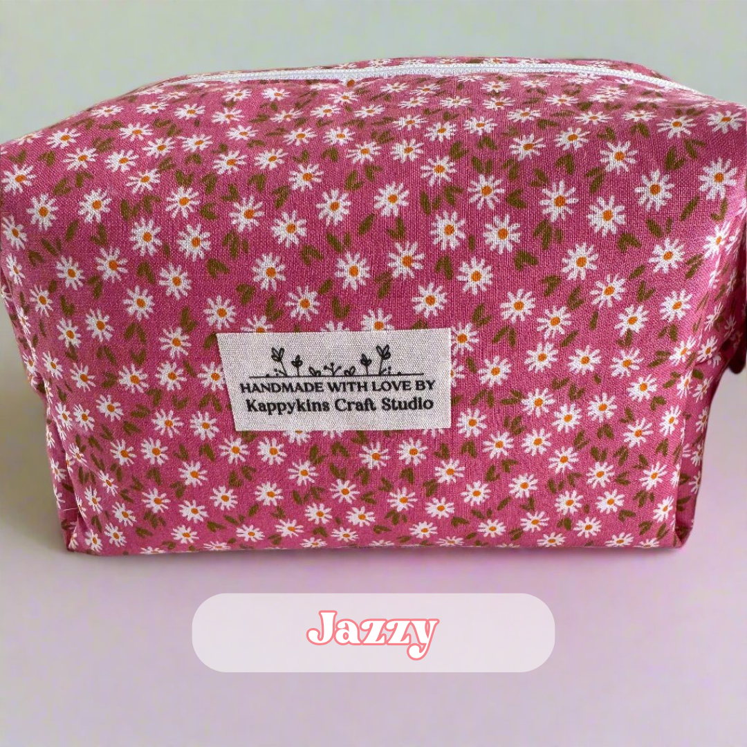 Pink Floral Makeup Bag