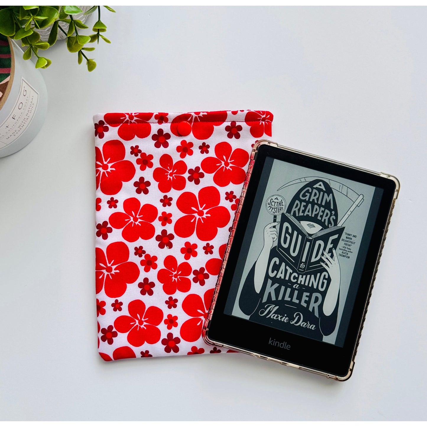 Kindle & Book Sleeve - Red Floral