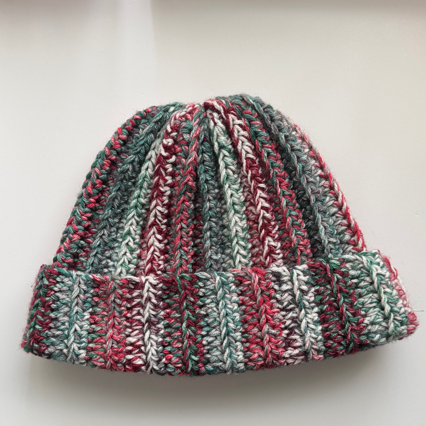 Crochet Ribbed Chunky Beanie - Holiday Cheer