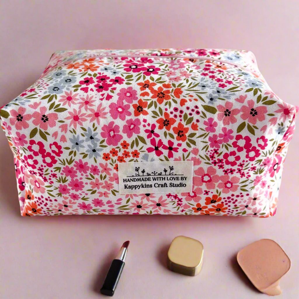 Pink Floral Makeup Bag