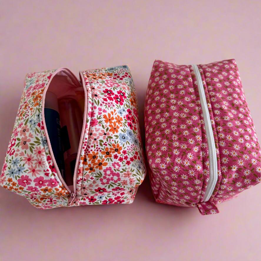 Pink Floral Makeup Bag